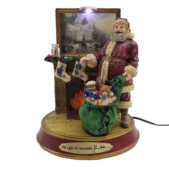Collectible Thomas Kinkade The Light Of Christmas Illuminated Santa W/ Adapter - Picture 1 of 16